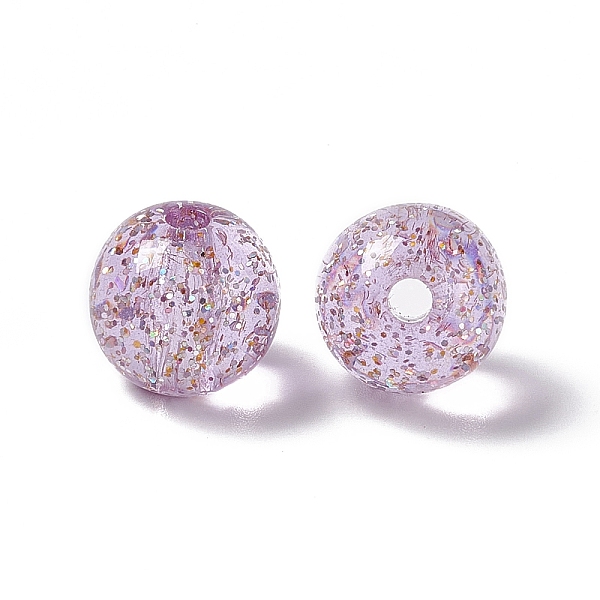 

PandaHall Transparent Acrylic Beads, with Glitter Powder, Round, Violet, 15x14mm, Hole: 3.5mm Acrylic Round Purple