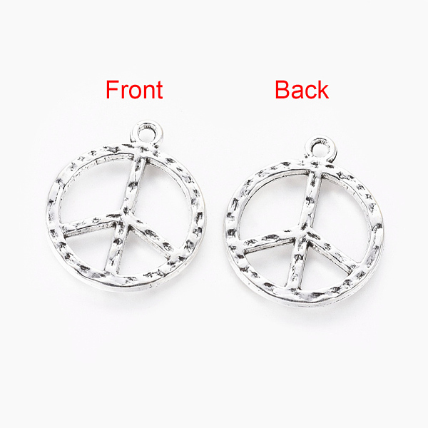 

PandaHall Hammered Tibetan Style Alloy Peace Sign Pendants, Lead Free and Cadmium Free, Antique Silver, 23x2mm, Hole: 2mm Alloy Peace Sign