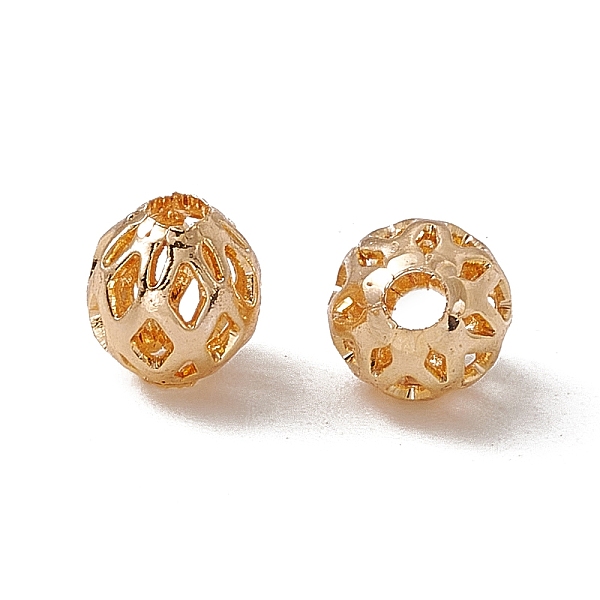 

PandaHall Brass Beads, Long-Lasting Plated, Hollow, Round, Real 18K Gold Plated, 6x6mm, Hole: 1.6mm Brass Round