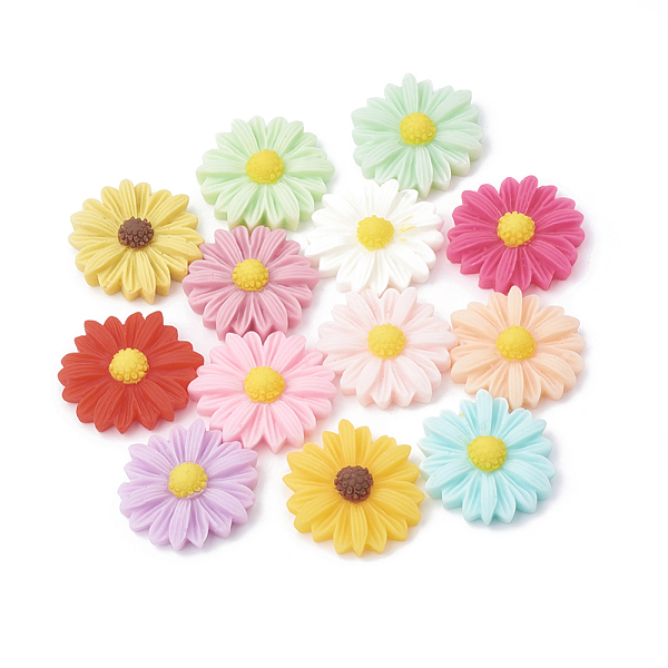 

PandaHall Resin Cabochons, Flower/Daisy, Mixed Color, 23x22x7mm Resin Flower Multicolor