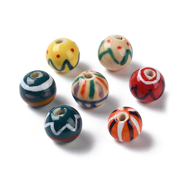

PandaHall Handmade Porcelain Beads, Famille Rose Porcelain, Round, Mixed Color, 10mm, Hole: 1.6mm Porcelain Round Multicolor