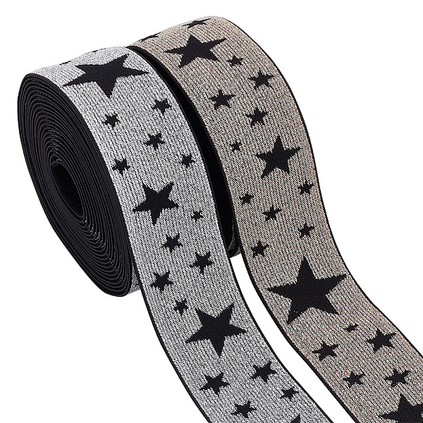 

PandaHall FINGERINSPIRE 8 Yards 2 Colors Nylon Elastic Wide Band, Flat with Star, Mixed Color, 40mm, 4 yards/color Elastic Fibre Flat..., Multicolor