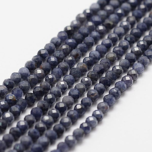 

PandaHall Natural Sapphire Bead Strands, Faceted, Round, 3mm, Hole: 0.5mm, about 120~124pcs/strand, 12.8 inch(325mm) Sapphire Round