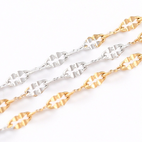 

PandaHall Two-Tone 304 Stainless Steel Dapped Chains, Soldered, with Spool, Golden & Stainless Steel Color, 4x2x0.5mm, 32.8 Feet(10m)/roll...