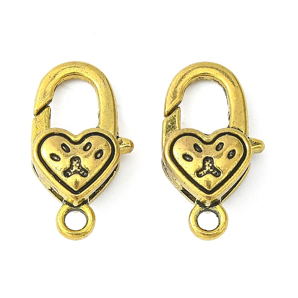 

PandaHall Tibetan Style Alloy Lobster Claw Clasps, Heart, Cadmium Free & Nickel Free & Lead Free, Antique Golden, 20.5x11x6mm, Hole: 2mm...