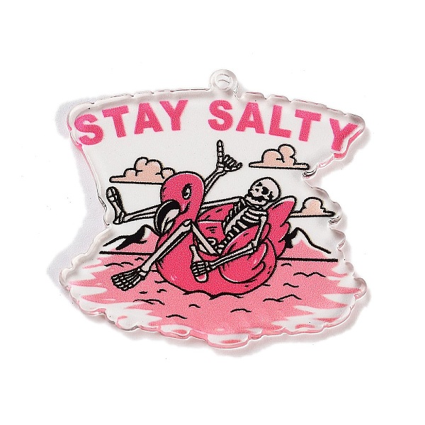 

PandaHall Acrylic Pendants, Hallowmas Series Charms, Skull, Flamingo Shape, 37x38x2.3mm, Hole: 1.6mm Acrylic Flamingo Shape
