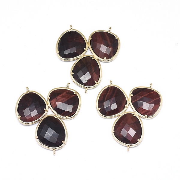 

PandaHall Natural Tiger Eye Chandelier Component Links, 3 Loop Connectors, with Brass Findings, Faceted, Golden, 38~38.5x35x4mm, Hole: 1.2mm...
