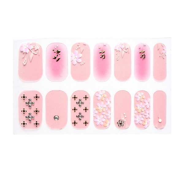 

PandaHall Full Cover Nombre Nail Stickers, Self-Adhesive, for Nail Tips Decorations, Pink, 24x8mm, 14pcs/sheet Paper Flower Pink