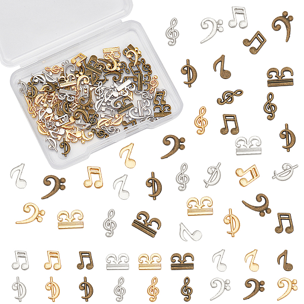 PandaHall Olycraft Alloy Cabochons, Musical Note, For UV Resin Filler, Epoxy Resin Jewelry Making, Antique Bronze, 108pcs/box Alloy Musical...
