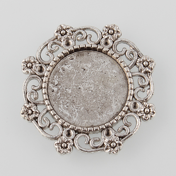 

PandaHall Tibetan Style Antique Silver Alloy Flower Tray Cabochon Settings, Cadmium Free & Lead Free, Tray: 15mm, Fit for 1mm Rhinestone...