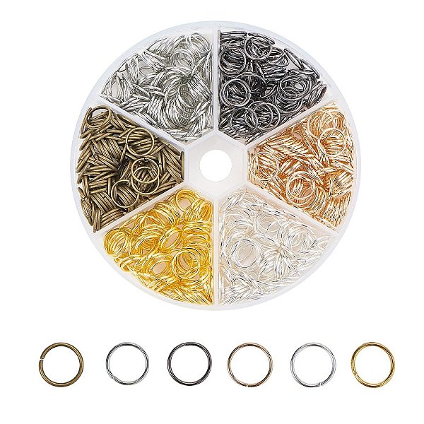 

PandaHall Iron Jump Rings, Open Jump Rings, Round Ring, Mixed Color, 18 Gauge, 10x1mm, Inner Diameter: 8mm, 6bag/box Iron Ring