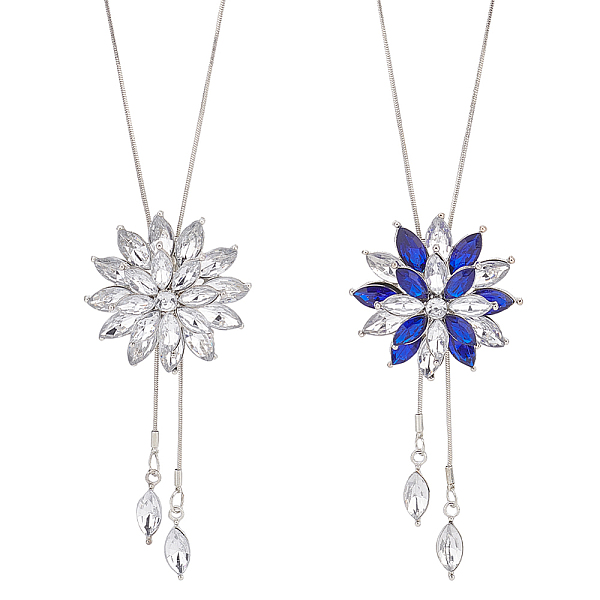 

PandaHall ANATTASOUL 2Pcs 2Colors Rhinestone Flower Pendant Lariat Necklaces Set, Stainless Steel Jewelry for Women, Mixed Color, 31.50 inch..., Multicolor