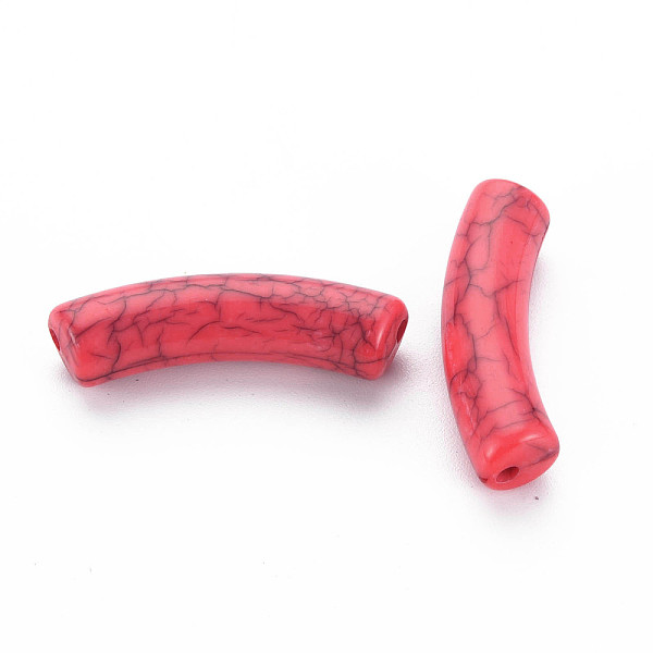 

PandaHall Opaque Crackle Acrylic Beads, Curved Tube, Indian Red, 32x10x8mm, Hole: 1.8mm, about 330pcs/500g Acrylic Tube