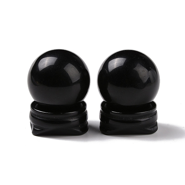 

PandaHall Natural Obsidian Display Decorations, Gemstone Sphere, Round, 30x39mm Obsidian Round