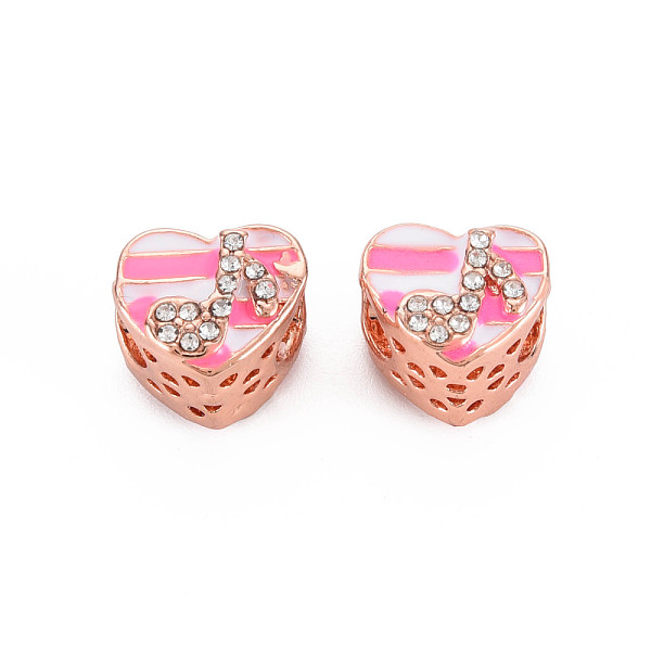 

PandaHall Rack Plating Alloy European Beads, with Crystal Rhinestone & Hot Pink Enamel, Large Hole Beads, Cadmium Free & Nickel Free & Lead..., Clear