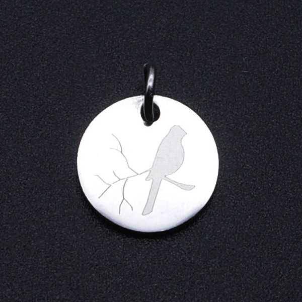 

PandaHall 201 Stainless Steel Charms, with Jump Rings, Flat Round with Bird, Stainless Steel Color, 12x1mm, Hole: 3mm 201 Stainless Steel...