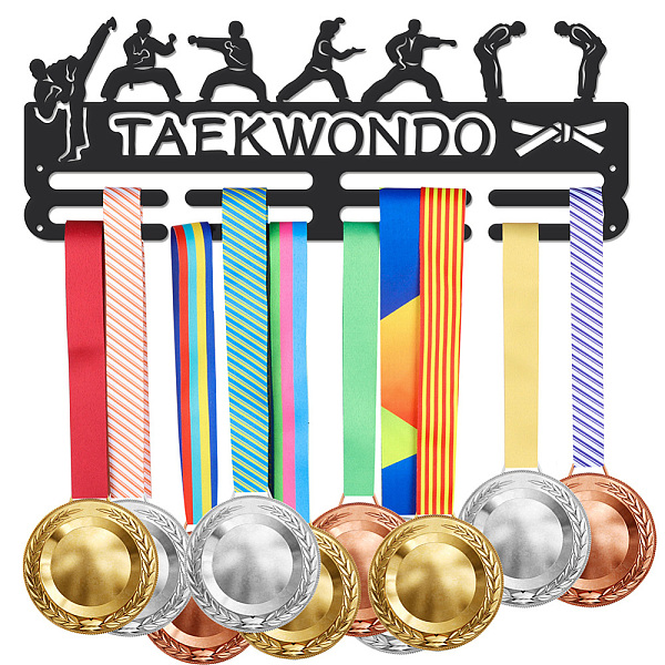 

PandaHall SUPERDANT Taekwondo Medal Hanger Holder Display Taekwondo Sports Medals Display Rack for 40+ Medals Wall Mount Iron Ribbon Hook..., Black
