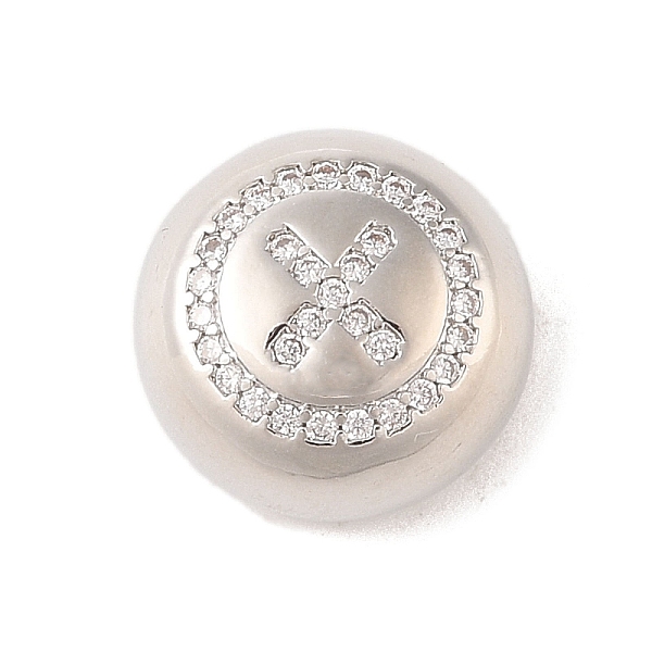 

PandaHall Rack Plating Brass & Cubic Zirconia Pendants, Cadmium Free & Lead Free, Long-Lasting Plated, Flat Round with Letter, Letter X..., Clear