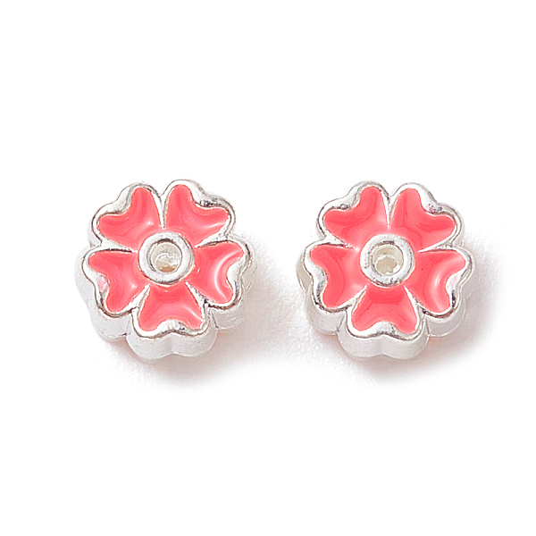 

PandaHall Alloy Enamel Beads, Silver, Flower, Tomato, 5x3.5mm, Hole: 1.2mm Alloy+Enamel Flower Red