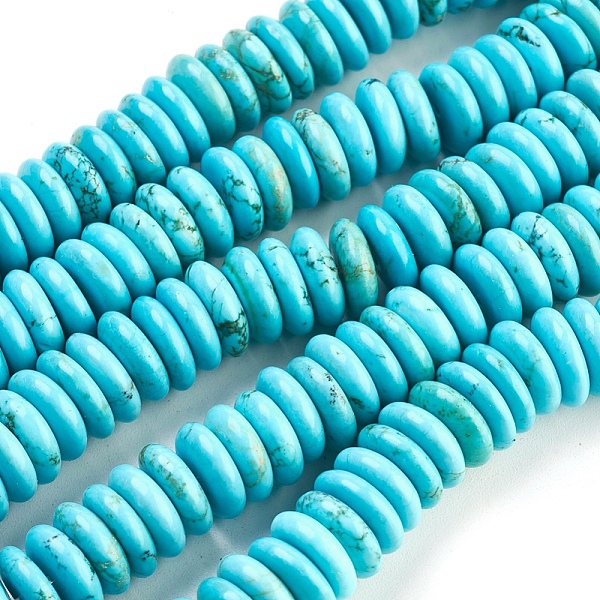 

PandaHall Natural Magnesite Heishi Beads Strands, Dyed & Heated, Flat Round/Disc, Turquoise, 10x3mm, Hole: 1mm Magnesite Disc Green