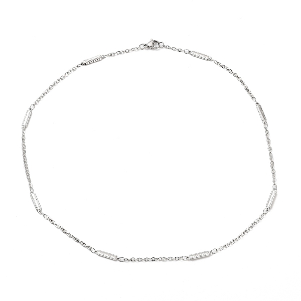 

PandaHall 304 Stainless Steel Rectangle Link Chain Necklace, Stainless Steel Color, 17.76 inch(45.1cm) 304 Stainless Steel