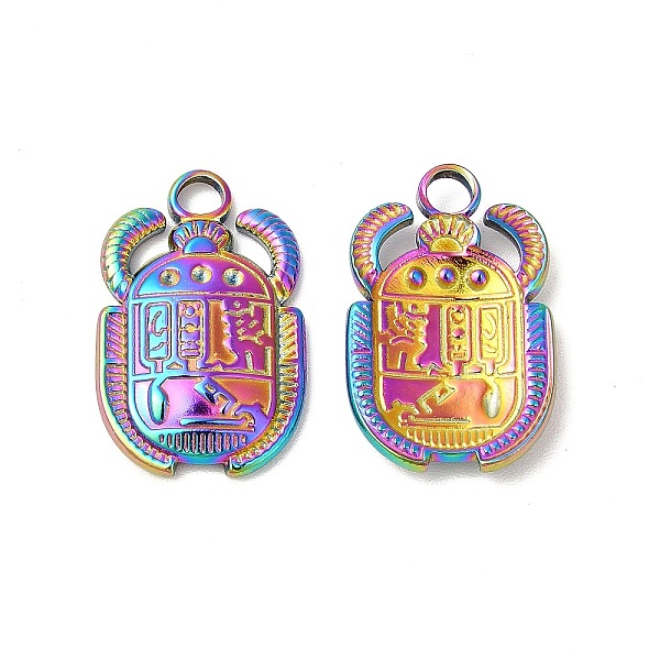 

PandaHall Ion Plating(IP) 304 Stainless Steel Pendants, Beetle Charms, Rainbow Color, 20.5x13x2.5mm, Hole: 3mm 304 Stainless Steel Beetle