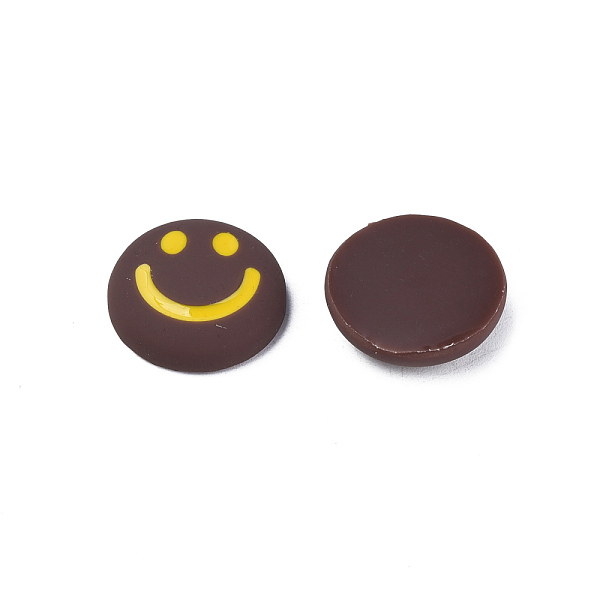 

PandaHall Acrylic Enamel Cabochons, Flat Round with Smiling Face Pattern, Coconut Brown, 20x6.5mm Acrylic Flat Round