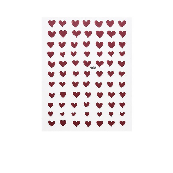 PandaHall Nail Art Stickers Decals, Self Adhesive, for Nail Tips Decorations, Heart Pattern, Red, 10.1x7.9x0.04cm Paper Heart Red
