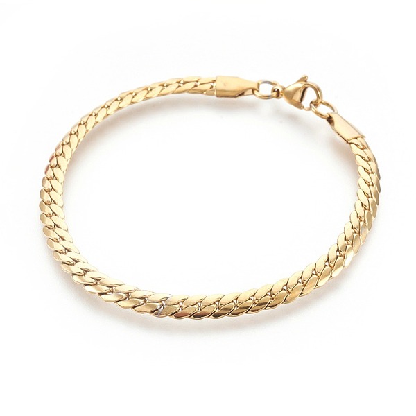 

PandaHall Ion Plating(IP) 304 Stainless Steel Curb Chain Bracelets, with Lobster Claw Clasps, Golden, 7-1/2 inch(19cm), 4.5x1.2mm 304...