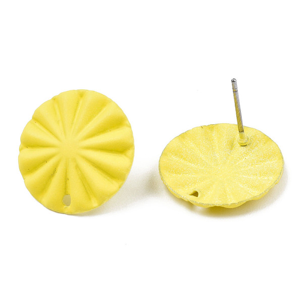 

PandaHall Spray Painted Iron Stud Earring Findings, with Hole, Flat Round, Yellow, 17mm, Hole: 1.2mm, Pin: 0.7mm Iron Flat Round Yellow