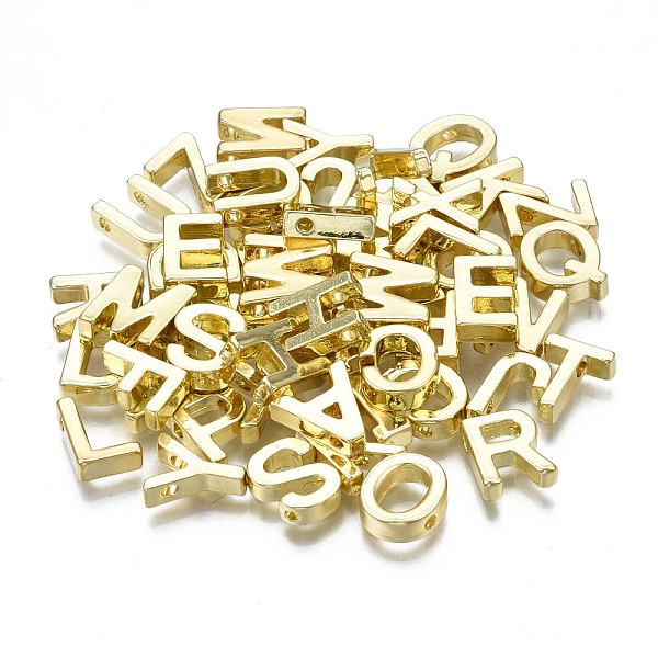 

PandaHall Rack Plating Alloy Beads, Cadmium Free & Nickel Free & Lead Free, Random Mixed Capital Letter, Light Gold, 10x4.5~11x3mm, Hole...