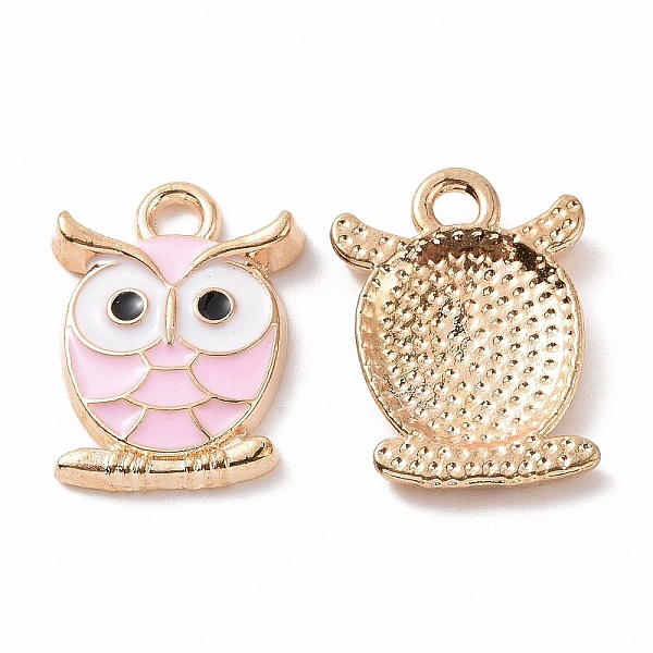 

PandaHall Alloy Enamel Pendants, Owl Charm, Golden, Pink, 16.5x12x2.5mm, Hole: 1.6mm Alloy+Enamel Owl Pink