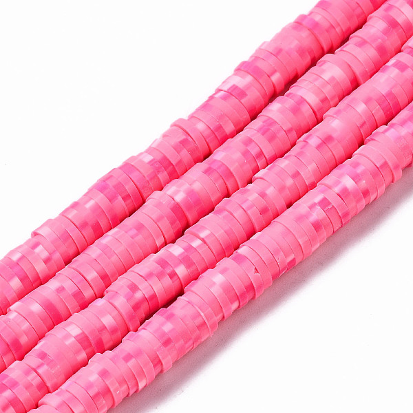 

PandaHall Handmade Polymer Clay Beads Strands, for DIY Jewelry Crafts Supplies, Heishi Beads, Disc/Flat Round, Hot Pink, 6x0.5~1mm, Hole...