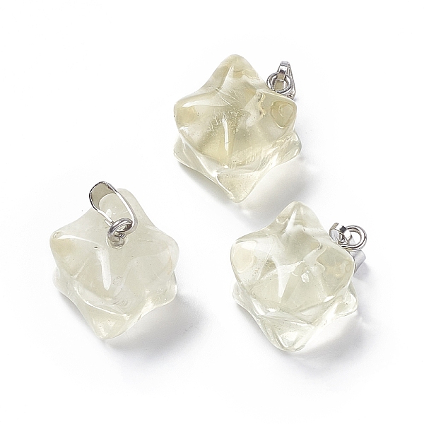 

PandaHall Natural Lemon Quartz Pendants, Merkaba Star Charms, with Stainless Steel Color Plated 201 Stainless Steel Findings...