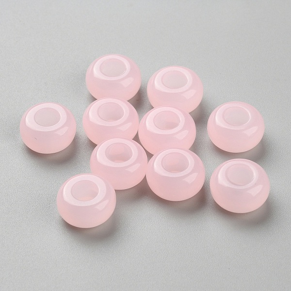 

PandaHall Resin European Beads, Large Hole Beads, Rondelle, Misty Rose, 14x7.5mm, Hole: 5.8mm Resin Rondelle