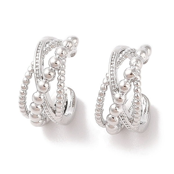

PandaHall Brass Cuff Earrings for Women, Platinum, 13x7mm Brass