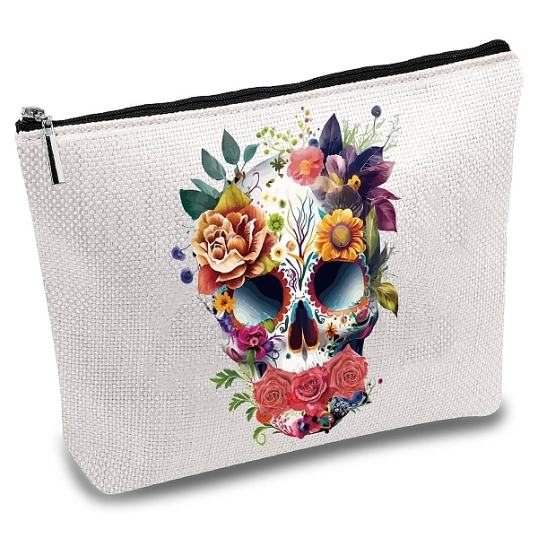 

PandaHall Custom Polycotton Canvas Stroage Bags, Metal Zipper Pouches, Rectangle, Skull, 18x25cm Polycotton Skull