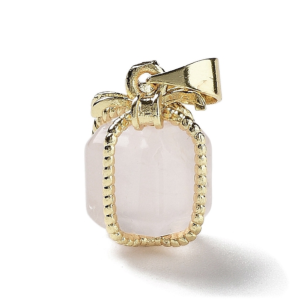 

PandaHall Natural Rose Quartz Gift Box Charms, with Golden Plated Brass Bowknot, 15x11x11mm, Hole: 4.5x3.5mm Rose Quartz Box