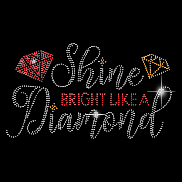 

PandaHall SUPERDANT Iron on Rhinestones Heat Transfer Design Shine Bright Like A Diamond Girl's Costume T-Shirt Crystal Heat Transfer Glass...