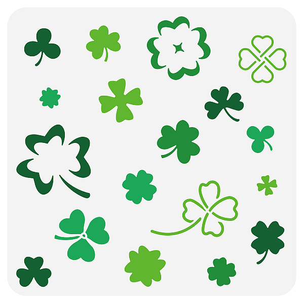 PandaHall BENECREAT St. Patrick's Day Shamrock Stencils, 12x12" Shamrock Pattern Reusable Plastic Craft Drawing Stencil for Window Glass...