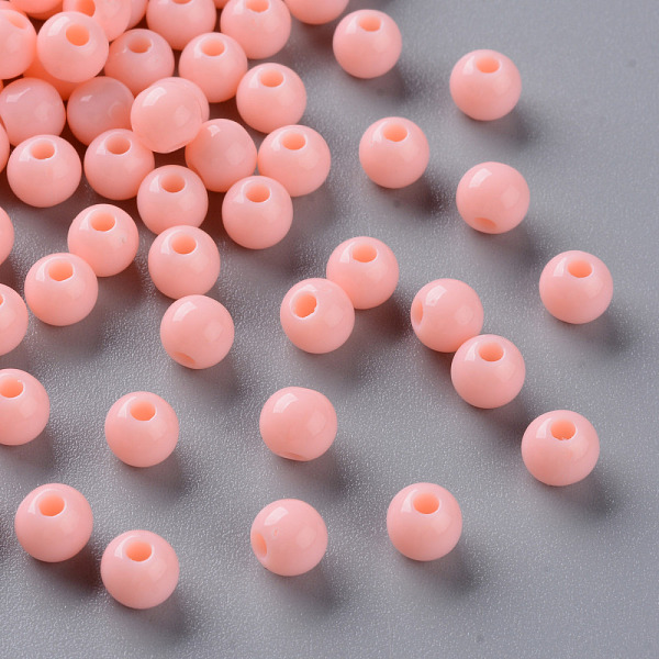 

PandaHall Opaque Acrylic Beads, Round, Light Salmon, 6x5mm, Hole: 1.8mm, about 4400pcs/500g Acrylic Round