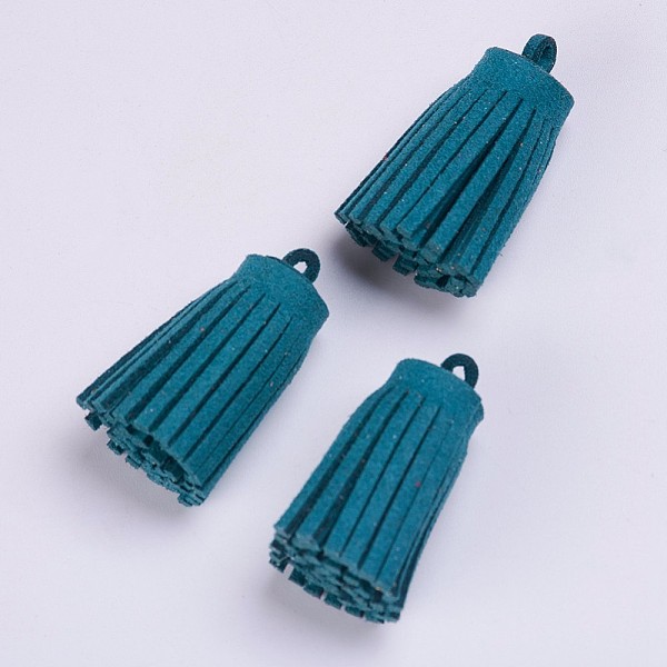 

PandaHall Faux Suede Tassel Pendant Decorations, Marine Blue, 33x13~15mm, Hole: 3~4mm Faux Suede Blue