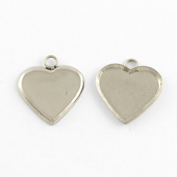 

PandaHall Heart Stainless Steel Cabochon Settings Pendants, Stainless Steel Color, Tray: 13x13mm, 14x13x1mm, Hole: 2mm Stainless Steel Heart