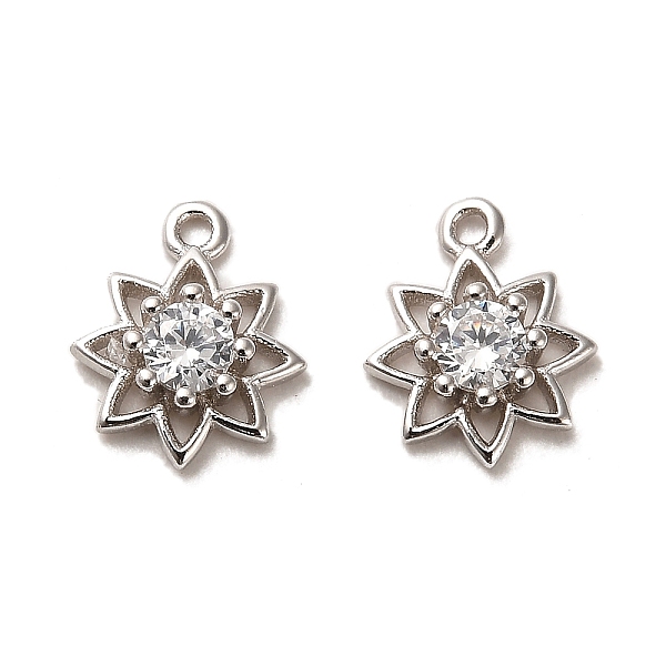 

PandaHall Rhodium Plated 925 Sterling Silver Pendant, with Cubic Zirconia, Flower Charms, with 925 Stamp, Real Platinum Plated, 9x7.5x2.1mm...