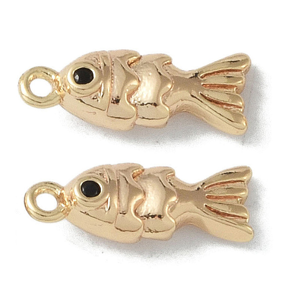 

PandaHall Ocean Collection Theme Jewelry, Brass with Cubic Zirconia Charms, Real 18K Gold Plated, Fish, 13.5x5x3.5mm, Hole: 1.2mm..., Black