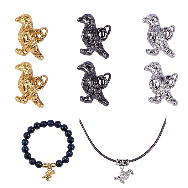 

PandaHall 6Pcs 3 Colors Brass Charms, with Jump Rings, Crows Bird, Mixed Color, 11.5x17x6mm, Jump Ring: 5x0.6mm, Inner Diameter: 3.5mm...