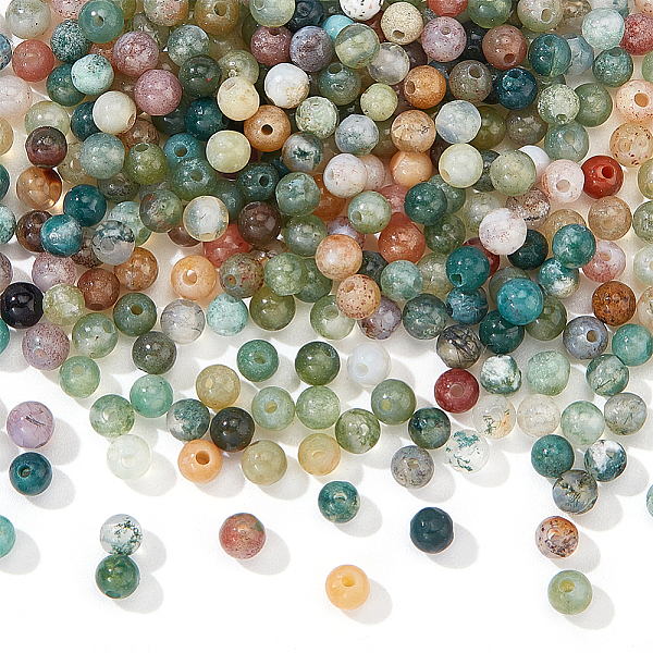 about 552 Pcs Indian Agate Beads, 2mm Multicolor Natural Agate Beads Round Rhodonite Gemstone Beads Spacer Loose Stone Beads with a Plastic Containers for Bracelet Jewelry Making, Hole: 0.8mm