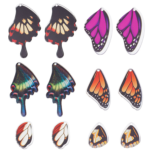 

PandaHall SUNNYCLUE 24Pcs 6 Style Spring and summer series Acrylic Pendants, for Earring Making, Butterfly Wing, Mixed Color..., Multicolor
