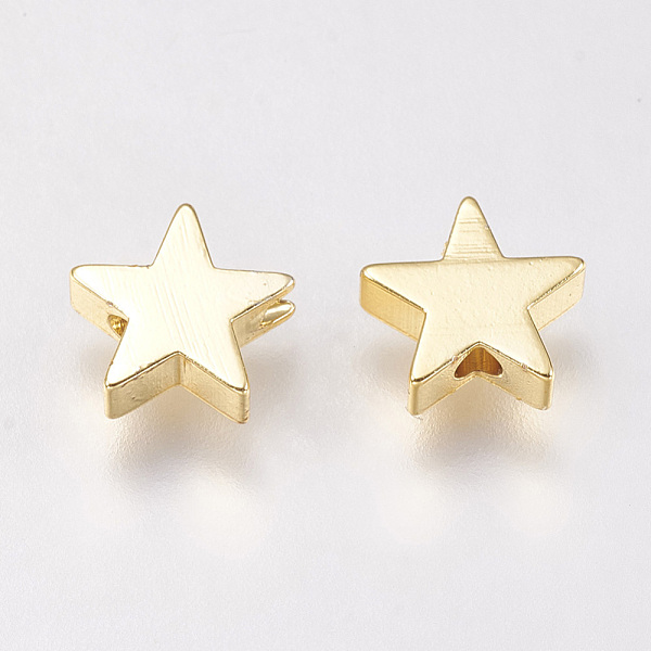 

PandaHall Brass Beads, Star, Golden, 8x8x2.5mm, Hole: 1.5mm Brass Star