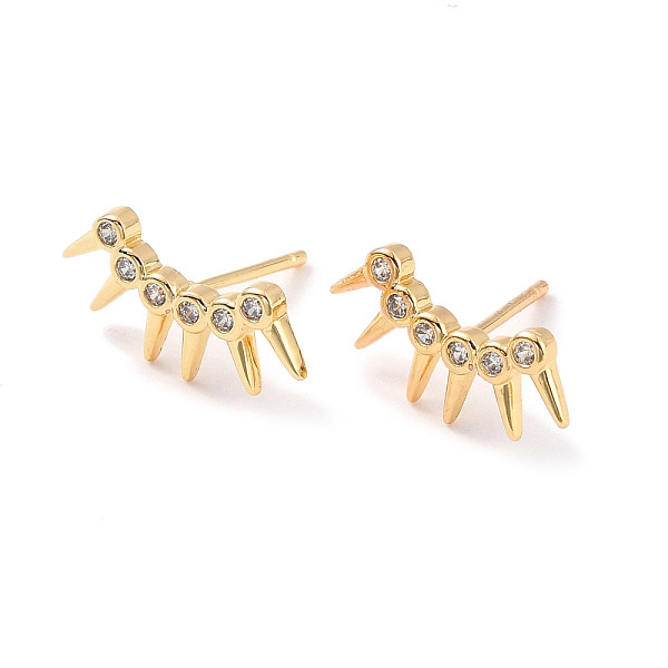 

PandaHall Clear Cubic Zirconia Curved Bar Stud Earrings, Brass Jewelry for Women, Cadmium Free & Lead Free, Real 18K Gold Plated, 8x16.5mm...